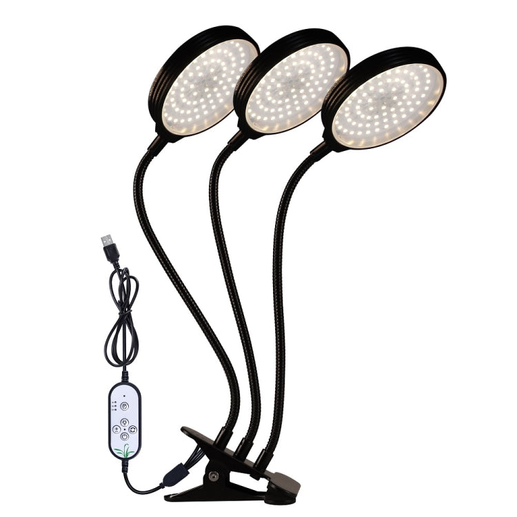 Junips | LED Plant Growth Lamp USB Remote Control Clip Waterproof Full Spectrum Natural White Seedling Plant Light, Power: 45W Three Heads