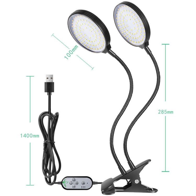 Junips | LED Plant Growth Lamp USB Remote Control Clip Waterproof Full Spectrum Natural White Seedling Plant Light, Power: 45W Three Heads