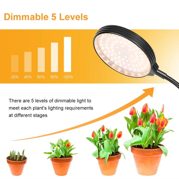 Junips | LED Plant Growth Lamp USB Remote Control Clip Waterproof Full Spectrum Natural White Seedling Plant Light, Power: 45W Three Heads