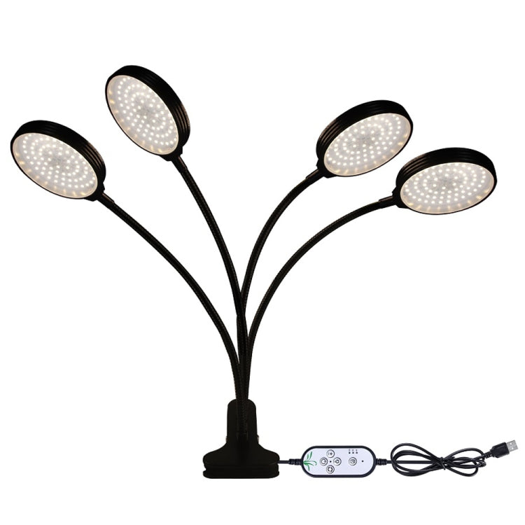 Junips | LED Plant Growth Lamps USB Remote Control Clip Waterproof Full Spectrum Natural White Seedling Plant Light, Power: 60W Four Head