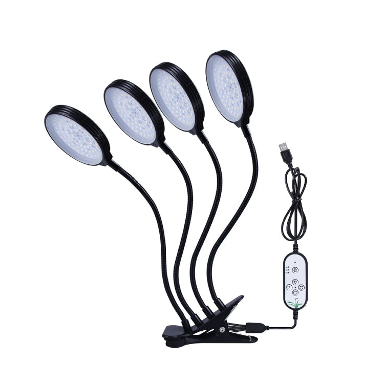 Junips | LED Plant Growth Lamps USB Remote Control Clip Waterproof Full Spectrum Natural White Seedling Plant Light, Power: 60W Four Head