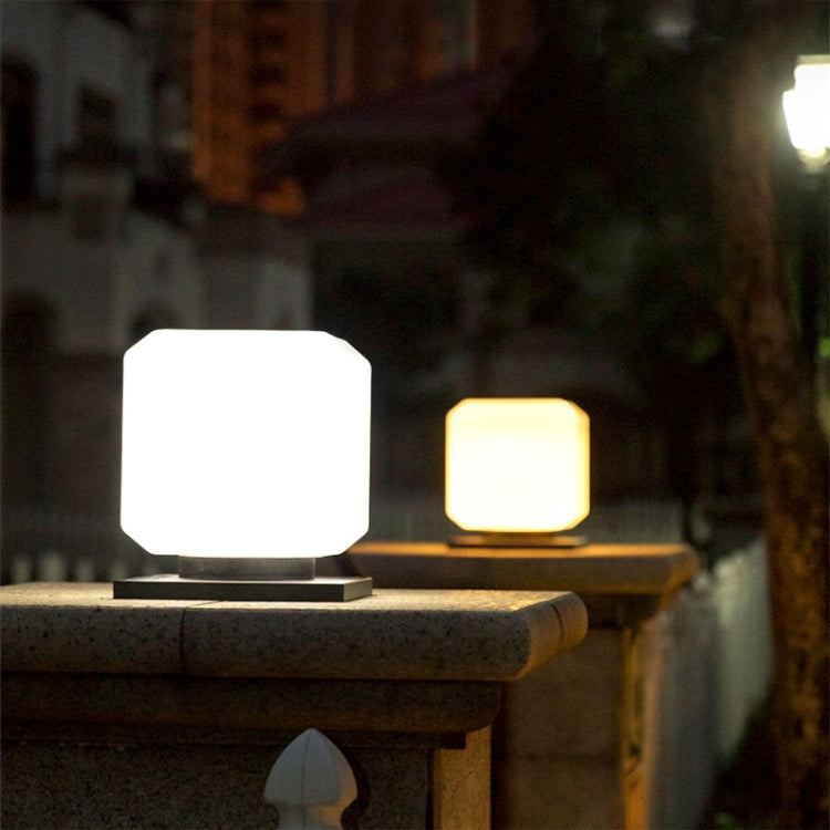 Junips | 003 Solar Square Outdoor Post Light LED Waterproof Wall Lights, Size: 20cm (White Light)
