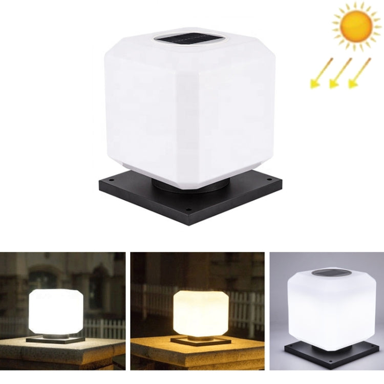 Junips | 003 Solar Square Outdoor Post Light LED Waterproof Wall Lights, Size: 20 cm (Tricolor Light)