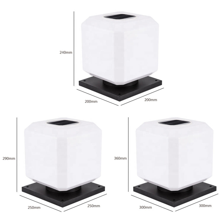 Junips | 003 Solar Square Outdoor Post Light LED Waterproof Wall Lights, Size: 20 cm (Tricolor Light)