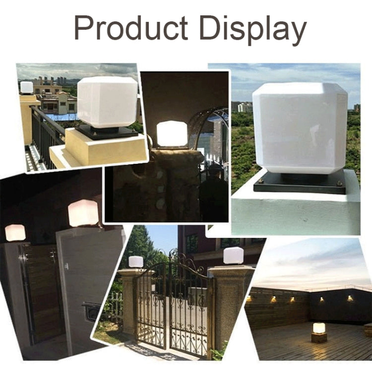 Junips | 003 Solar Square Outdoor Post Light LED Waterproof Wall Lights, Size: 20 cm (Tricolor Light)