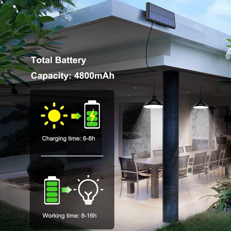 Junips | IP65 Waterproof Outdoor Solar LED Pendant Light Indoor Lighting, Specification: Double White Light with Remote Control