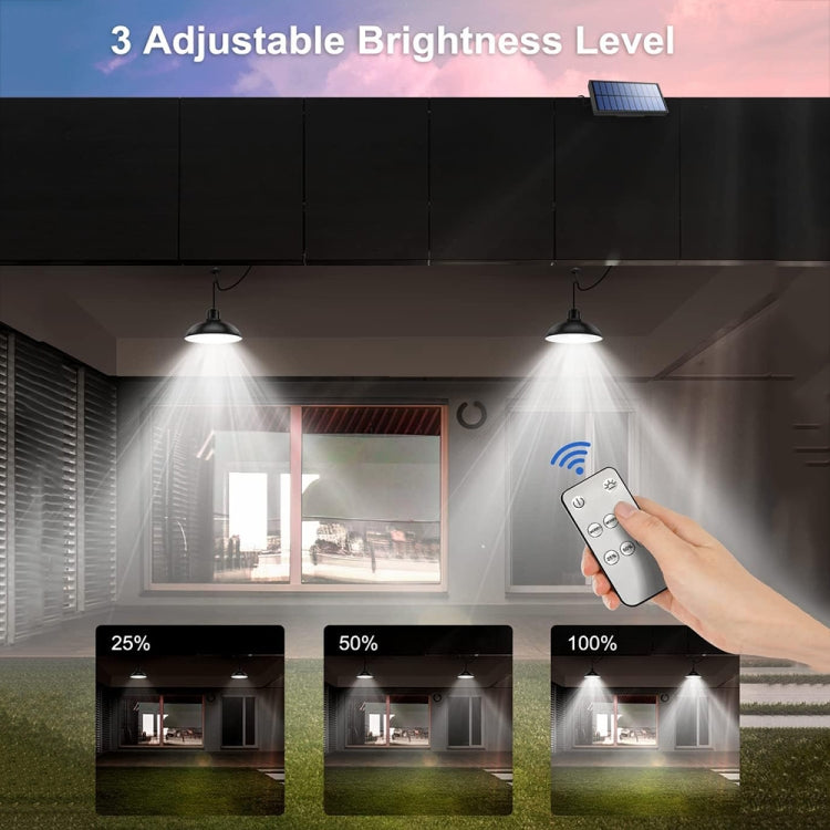 Junips | IP65 Waterproof Outdoor Solar LED Pendant Light Indoor Lighting, Specification: Double White Light with Remote Control