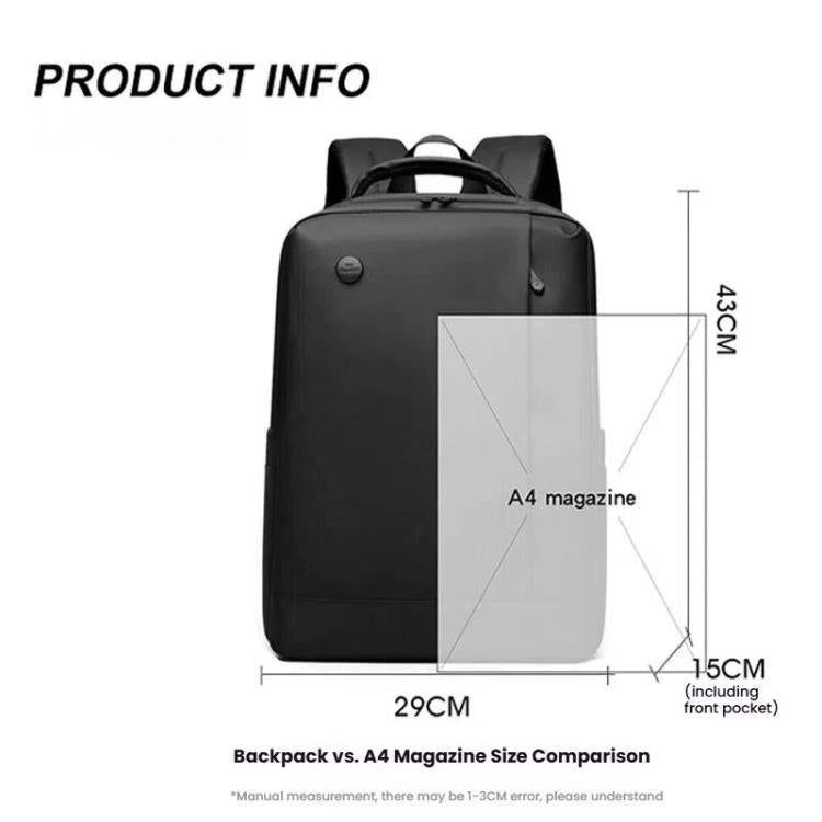 Junips | Men's 14-Inch Laptop Backpack Waterproof Large Capacity Business Commuter Backpack (Black)