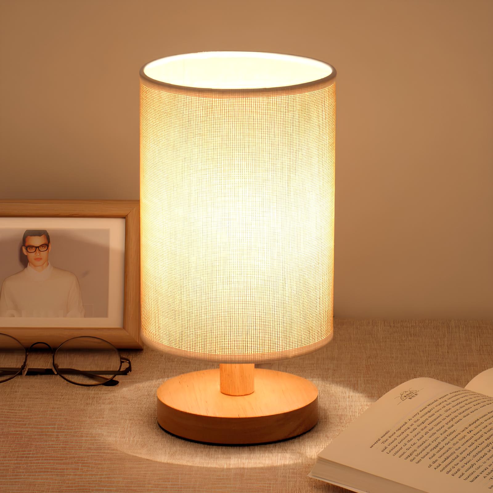 Junips | Table Lamp Natural Wood Fabric Dimmable Light