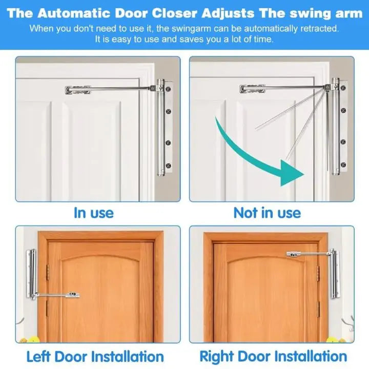 Junips | Automatic door closer – Stainless steel, quiet, easy installation