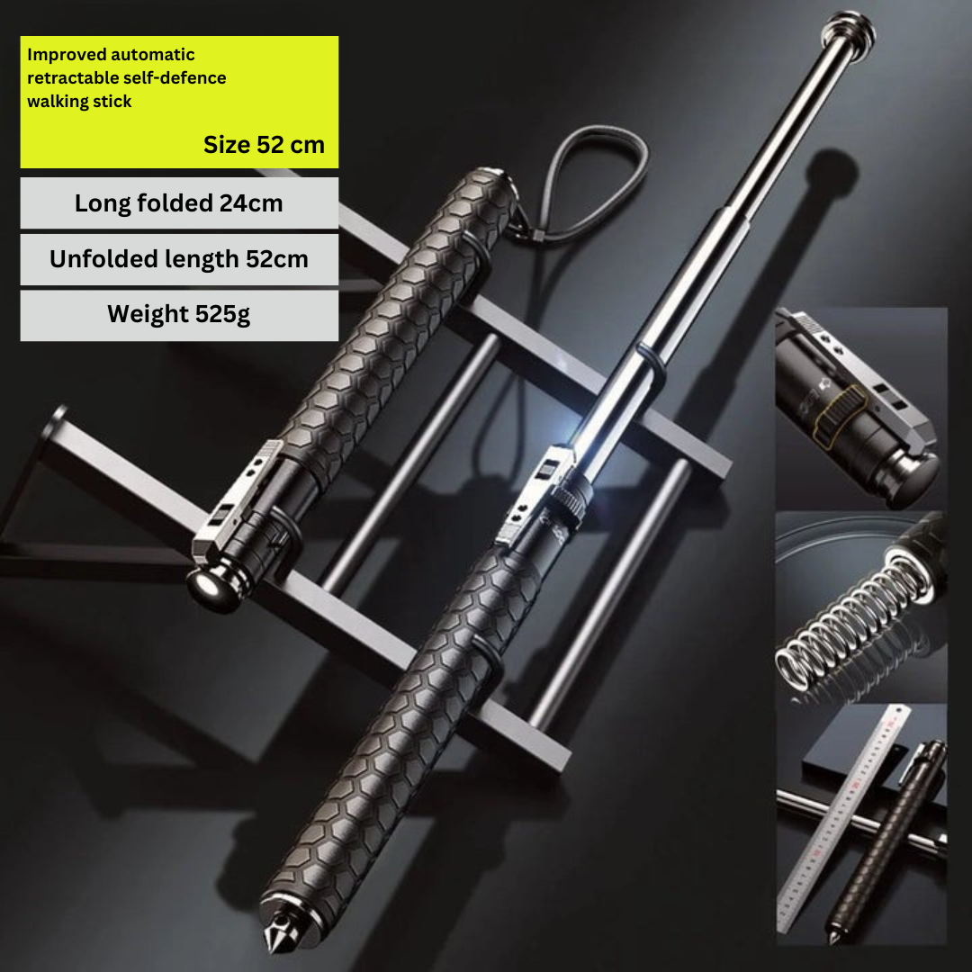 Junips | Telescopic Safety Stick | Automatic One-Click Deployment | Premium Alloy Steel Construction | Anti-Slip Ergonomic Grip | Available in 39cm, 52.5cm, & 65cm Lengths