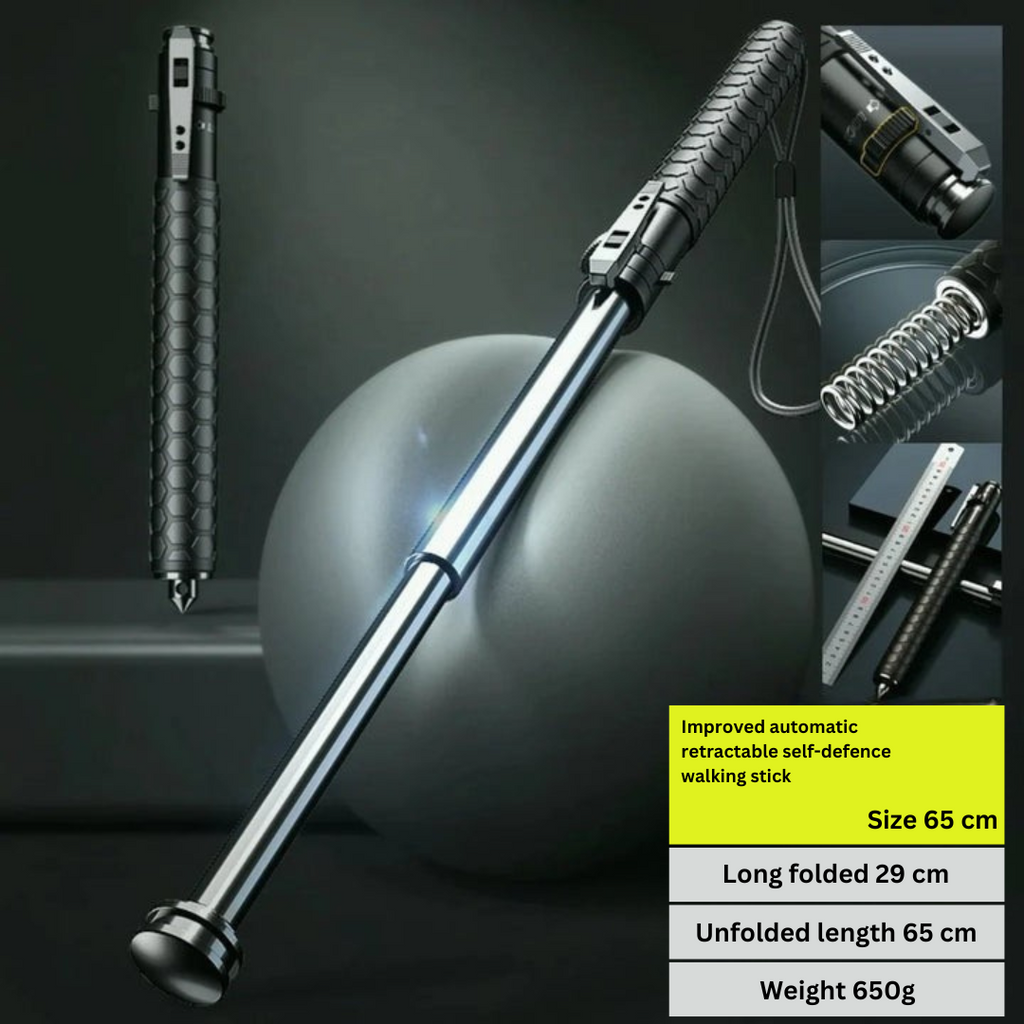 Junips | Telescopic Safety Stick | Automatic One-Click Deployment | Premium Alloy Steel Construction | Anti-Slip Ergonomic Grip | Available in 39cm, 52.5cm, & 65cm Lengths