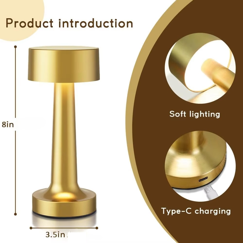 Junips | Retro LED Touch Sensor Table Lamp - Rechargeable Night Light for Home Interiors