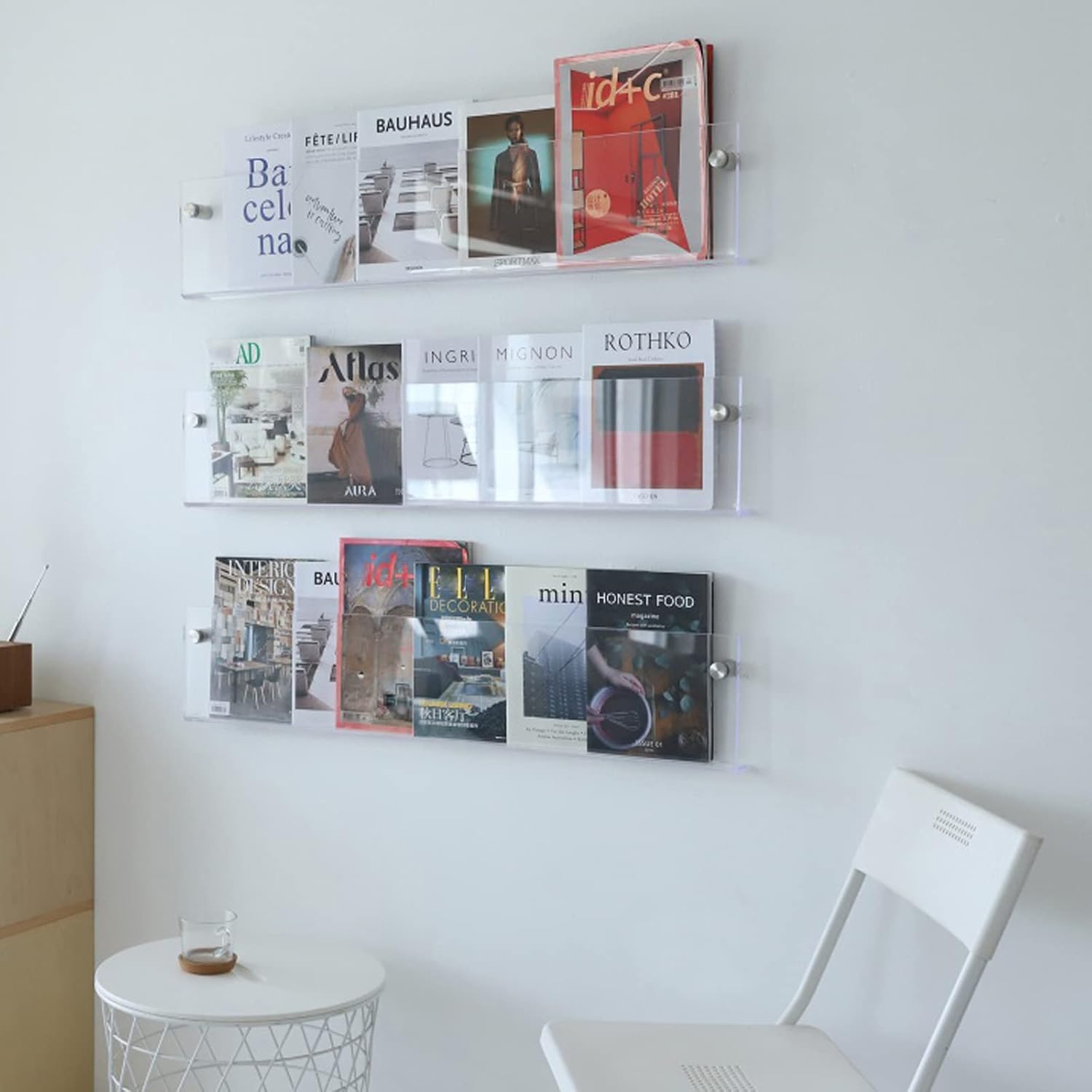 Junips | Acrylic Wall-mounted Floating Magazine Rack