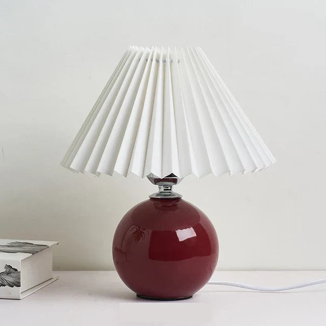 Junips | Luminous Heritage: Vintage Table Lamp with Pleated Shade – Elegant Antique Retro Nightstand Lighting Solutions