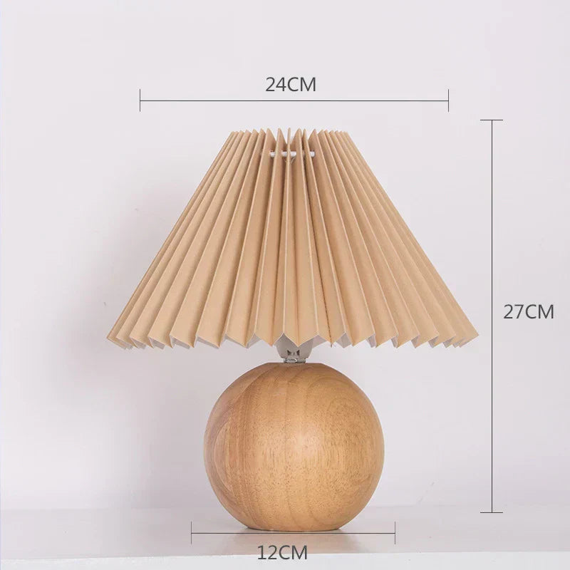 Junips | Luminous Heritage: Vintage Table Lamp with Pleated Shade – Elegant Antique Retro Nightstand Lighting Solutions