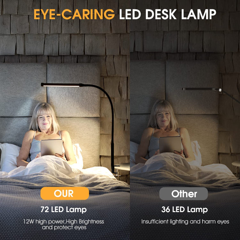 Junips | LED Desk Lamp with Lamp, eye-friendly Clip-On Lights for the Home Office, 3 Modes 10 Brightness Levels, long flexible Gooseneck, Metal, Swing Arm Architect Task Desk Lamps with USB Adapter, White