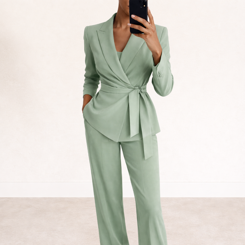 Aliona - Wrap Blazer Trouser Set