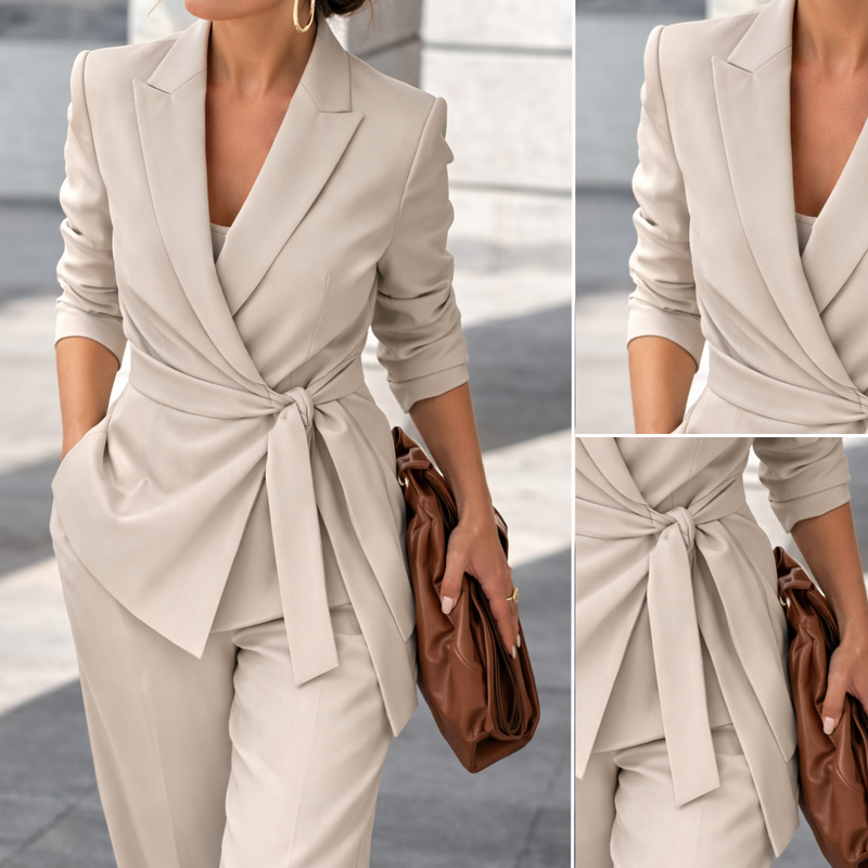 Aliona - Wrap Blazer Trouser Set