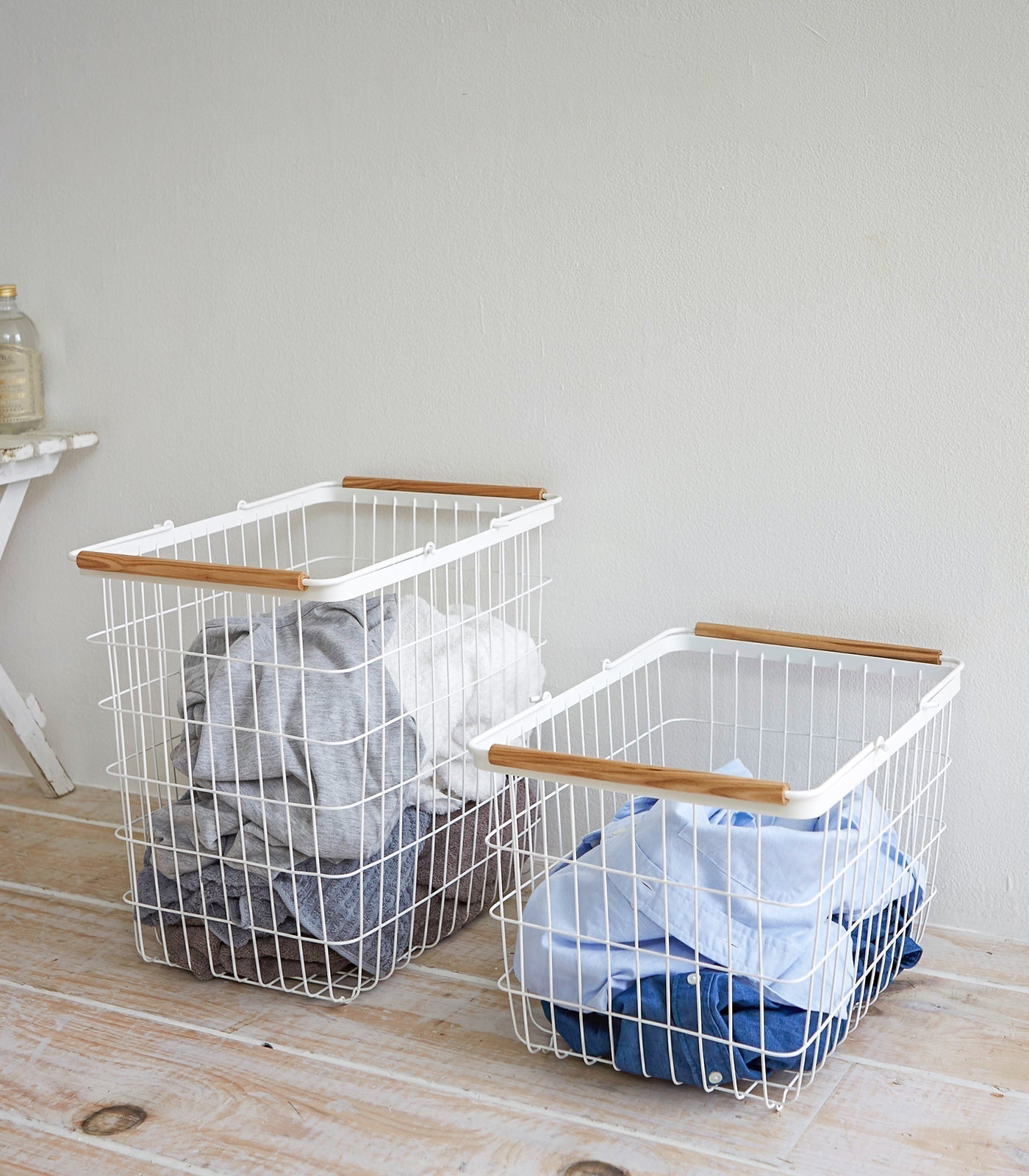 Junips | Wire basket - Two sizes - Steel + Wood