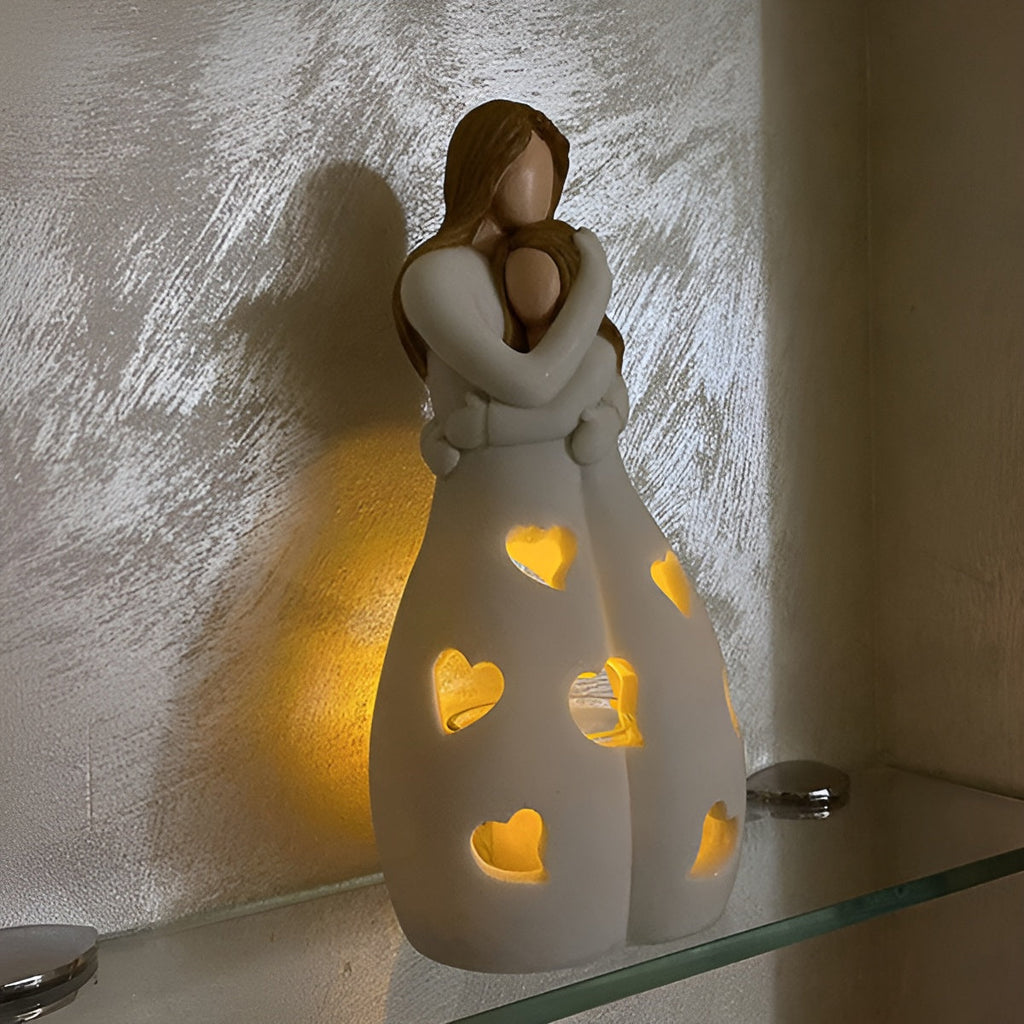 Junips | Embracing Mother Daughter Figure Flickering Candle Holder - LoveGlow