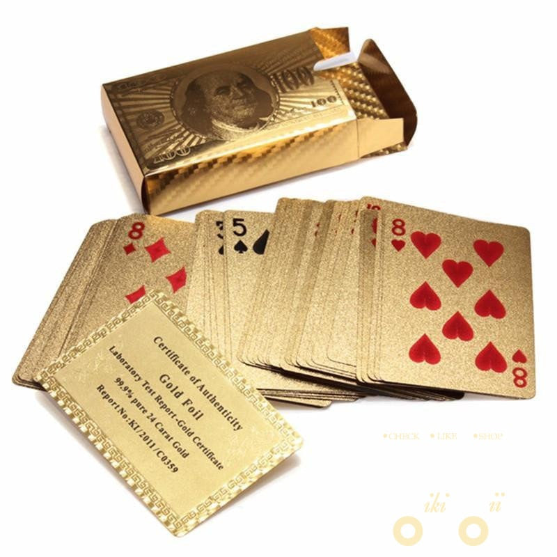 Junips | 24K Gold Plated Playing Card with Wood - Style Box