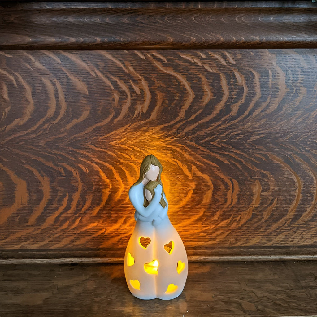 Junips | Embracing Mother Daughter Figure Flickering Candle Holder - LoveGlow