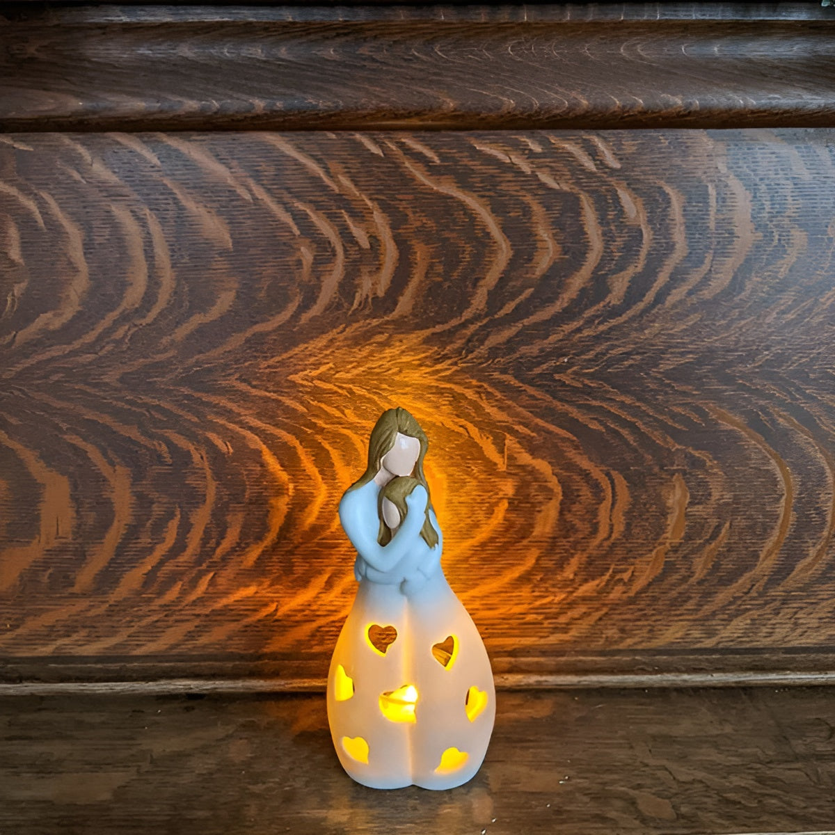 Junips | Embracing Mother Daughter Figure Flickering Candle Holder - LoveGlow