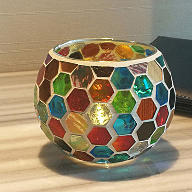 Junips | European Retro Glass Mosaic Tealight Holder