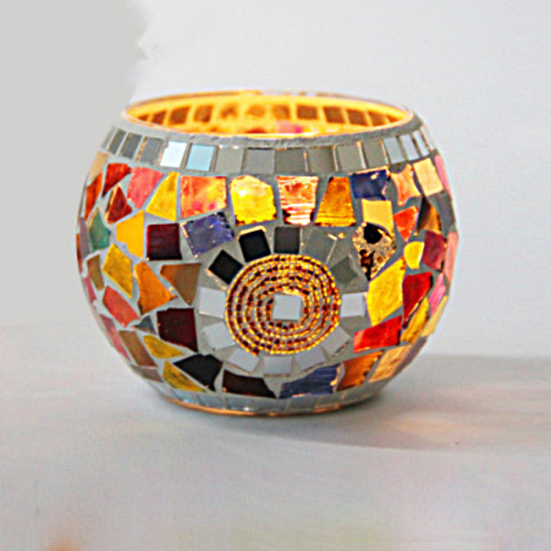 Junips | European Retro Glass Mosaic Tealight Holder