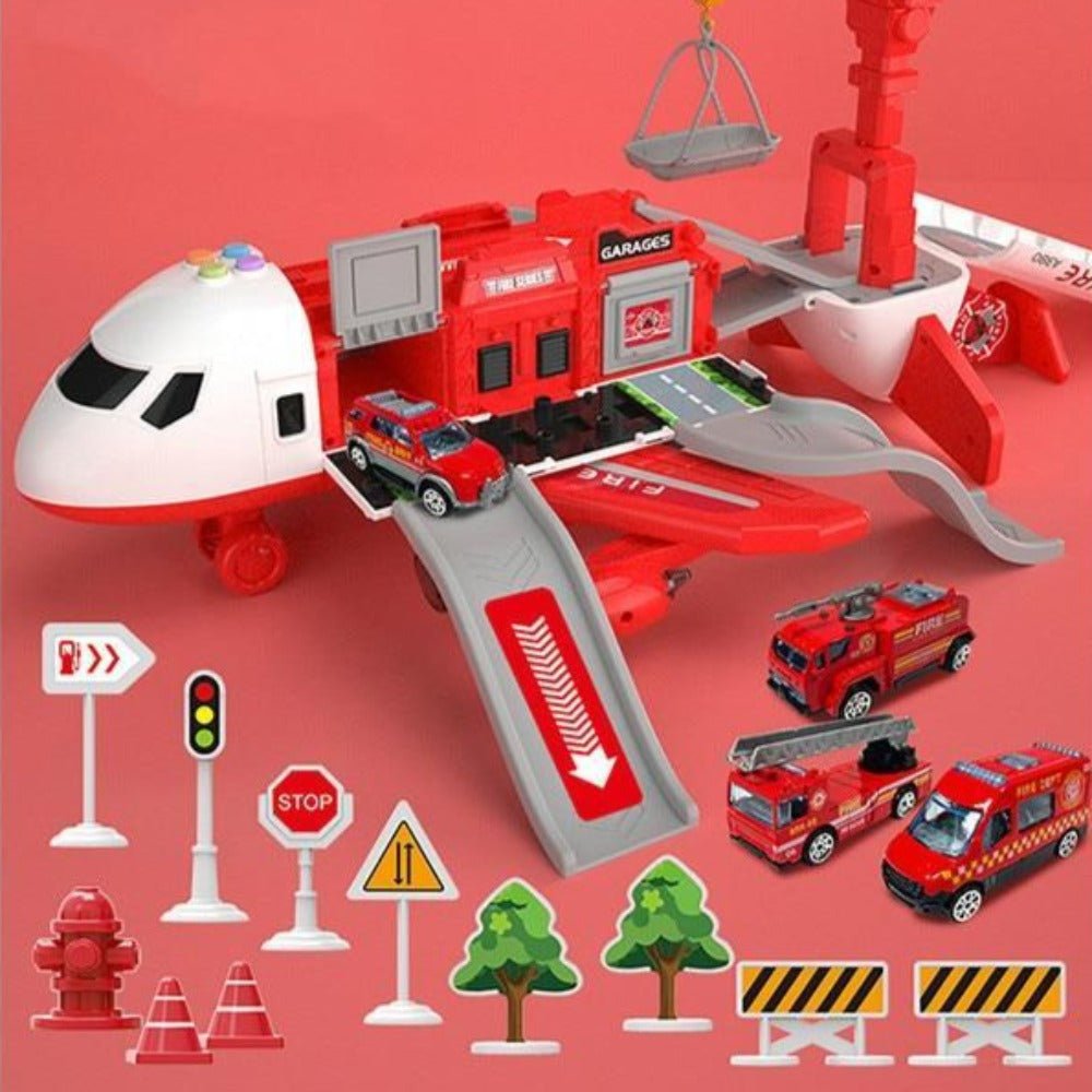 Junips | Adventure Airplane & Vehicle Toy Set | Industrial-Grade Non-Toxic ABS | ASTM & EN71 Compliant | 4-Piece Friction-Powered Transport System | Fine Motor Skill Development Kit