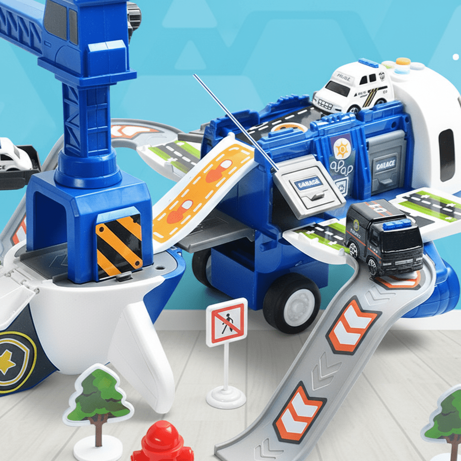 Junips | Adventure Airplane & Vehicle Toy Set | Industrial-Grade Non-Toxic ABS | ASTM & EN71 Compliant | 4-Piece Friction-Powered Transport System | Fine Motor Skill Development Kit