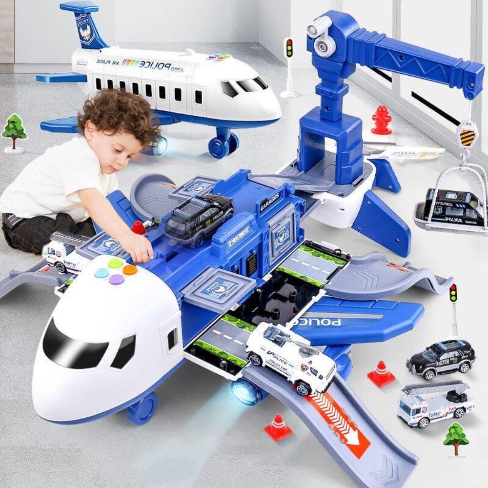 Junips | Adventure Airplane & Vehicle Toy Set | Industrial-Grade Non-Toxic ABS | ASTM & EN71 Compliant | 4-Piece Friction-Powered Transport System | Fine Motor Skill Development Kit