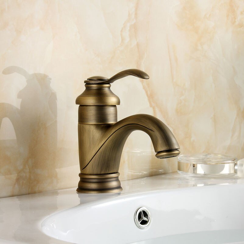 Junips | Antique Brass Tap Bathroom Fixtures Faucet Sink Mixer Tap