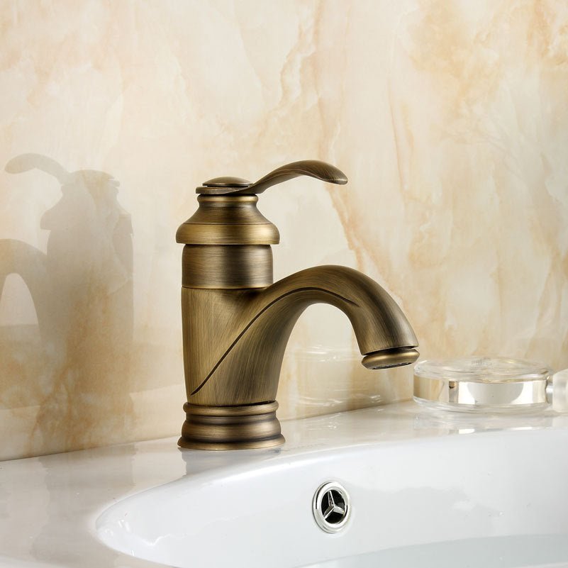 Junips | Antique Brass Tap Bathroom Fixtures Faucet Sink Mixer Tap