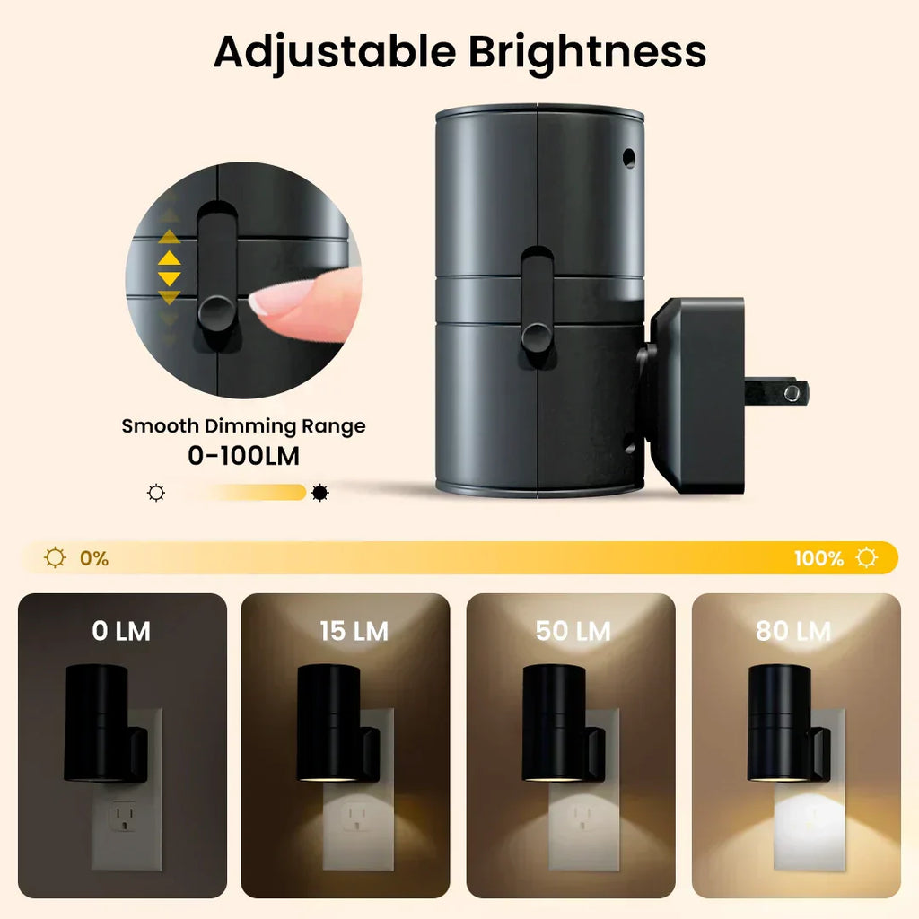 Junips | Dimmable Plug-In Night Light with Motion Sensor - LED Light for Bedrooms, Hallways, and Stairs