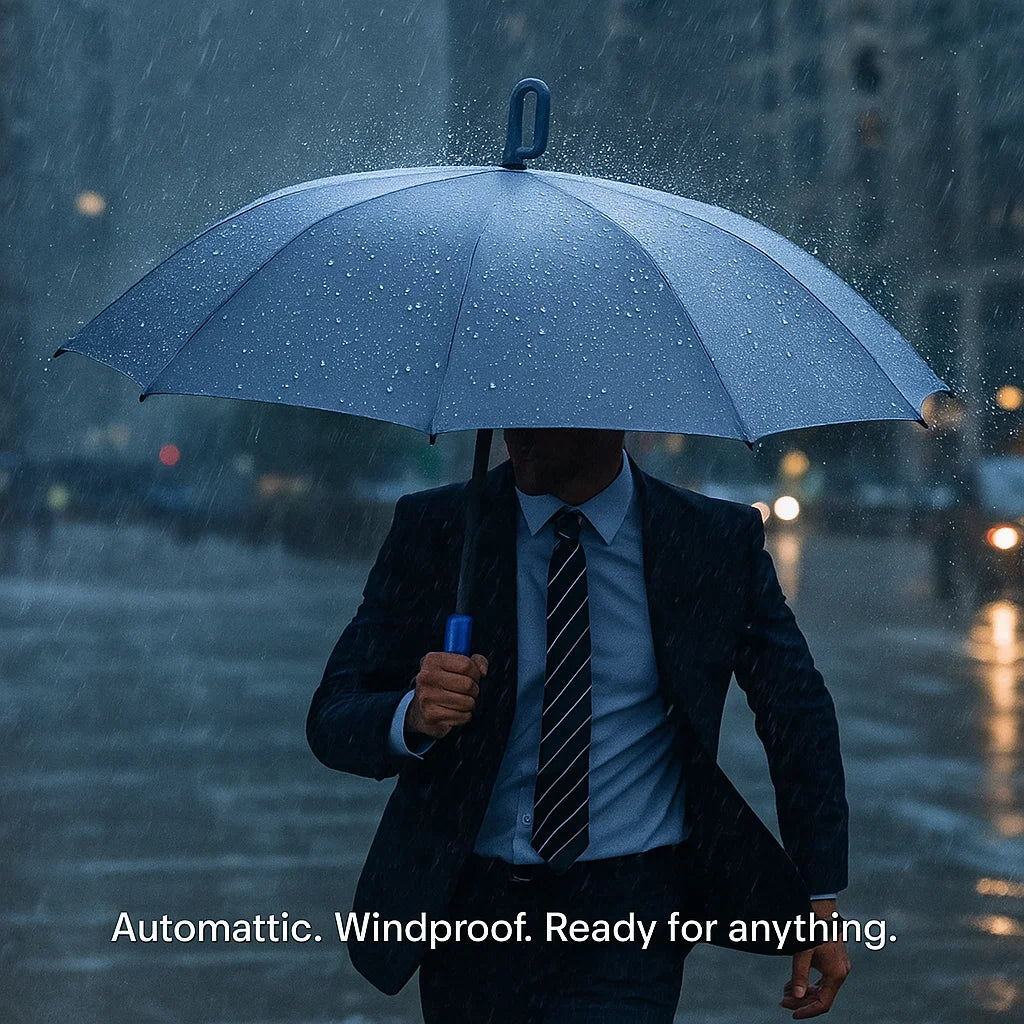 Junips | Wind-Resistant Automatic Folding Umbrella with Large Buckle Handle – Compact & Durable