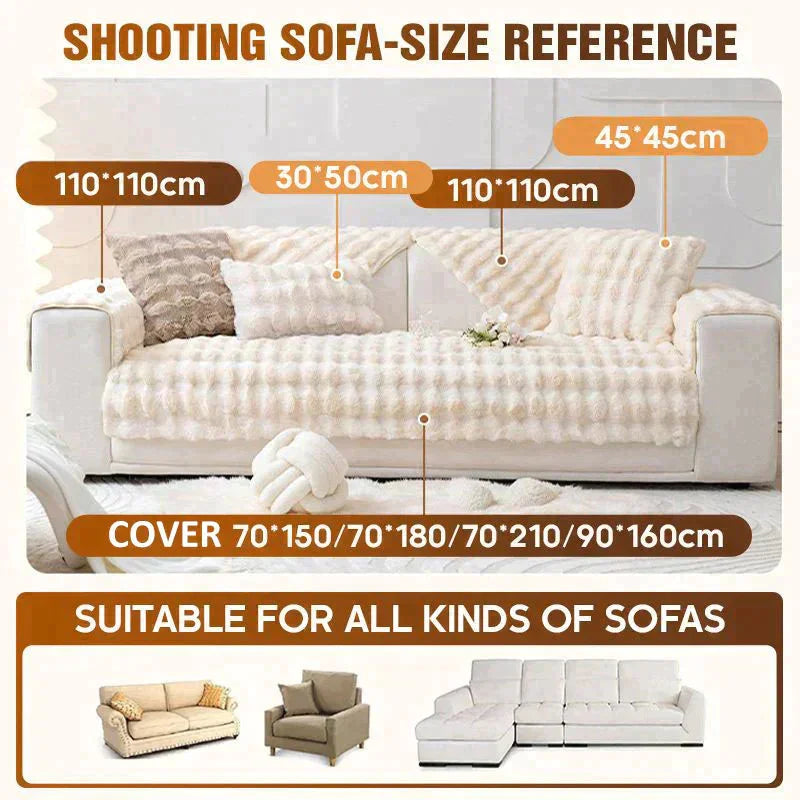 Junips | Rabbit Fleece Sofa Cover | Non-Slip Plush Protector | Machine Washable | Soft & Cozy Home Decor