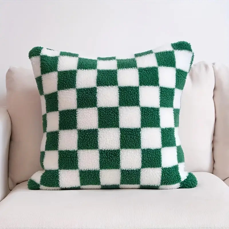 Junips | Checkerboard Faux Fur Pillowcase