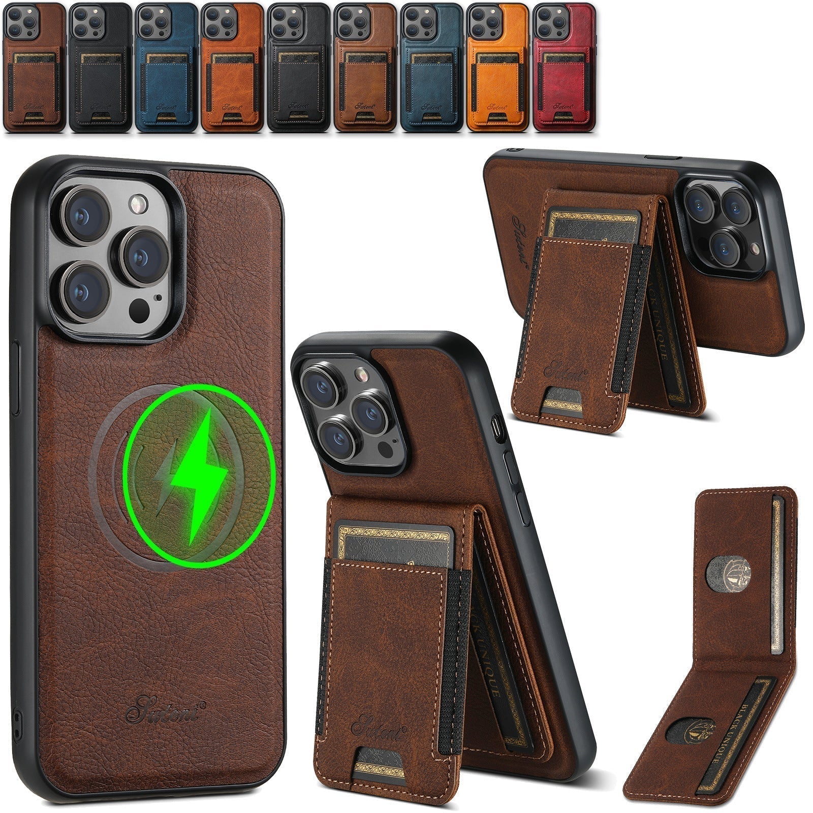 Junips | Leather phone case with card holder and MagSafe compatibility
