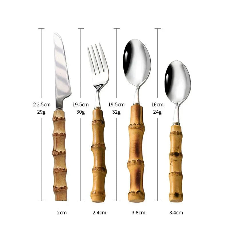Junips | Bamboo Handle Cutlery Set Made of Stainless Steel