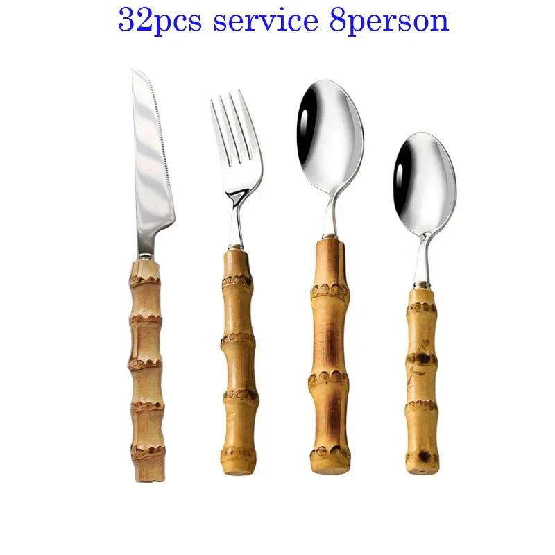 Junips | Bamboo Handle Cutlery Set Made of Stainless Steel