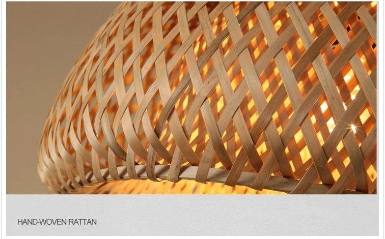 Junips | Hanging ceiling lamp made of bamboo C │ Handmade lighting from wood and rattan for interior decoration