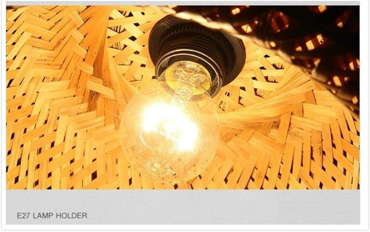 Junips | Hanging ceiling lamp made of bamboo C │ Handmade lighting from wood and rattan for interior decoration