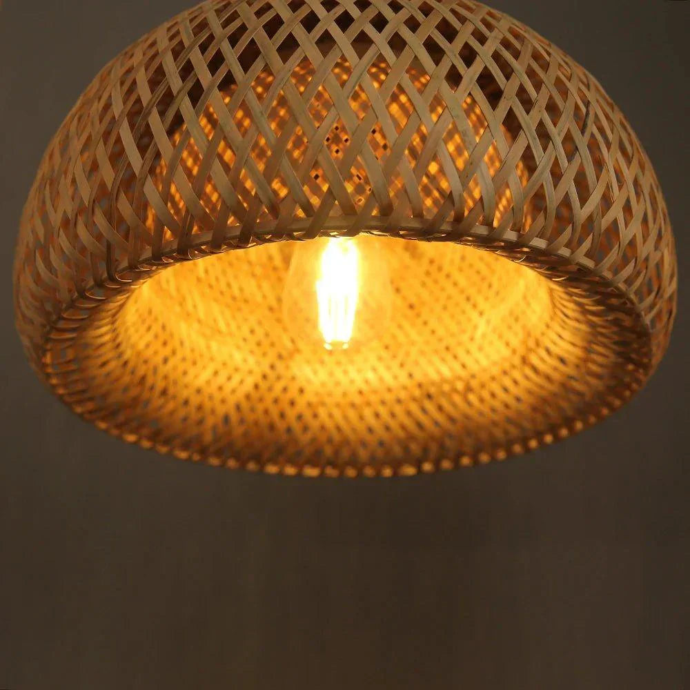 Junips | Hanging ceiling lamp made of bamboo C │ Handmade lighting from wood and rattan for interior decoration