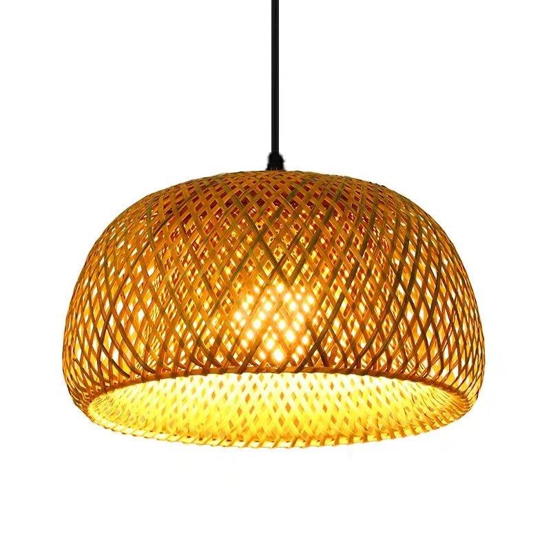Junips | Hanging ceiling lamp made of bamboo C │ Handmade lighting from wood and rattan for interior decoration
