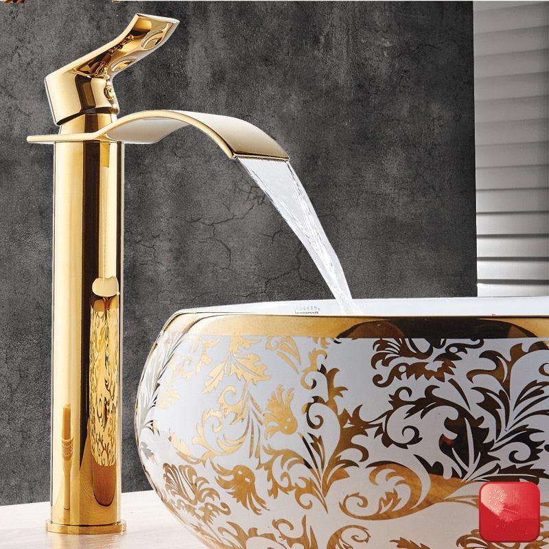 Junips | Vanity faucet waterfall faucet brass vanity faucet mixer tap