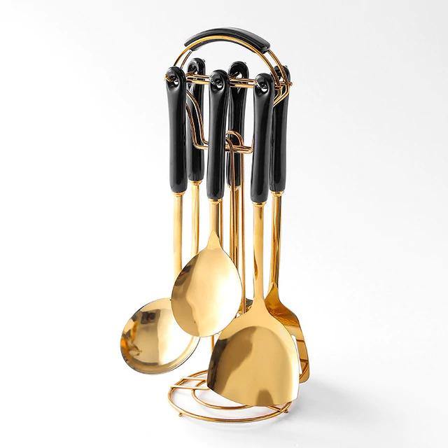 Junips | Golden Kitchen Utensils with Stand