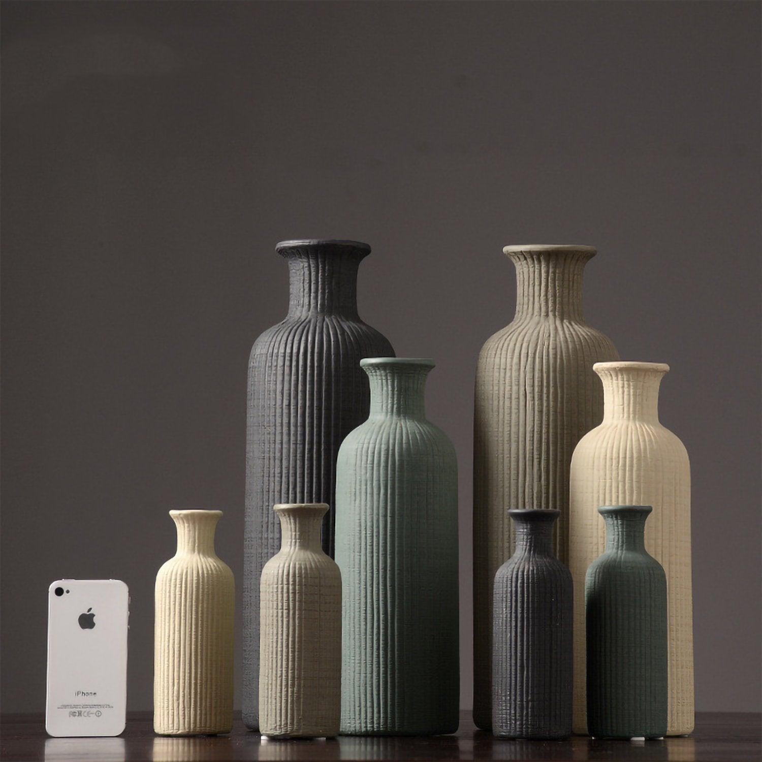 Junips | Brown Beige Gray Ceramic Flower Vase Pot │ Home Decoration Item