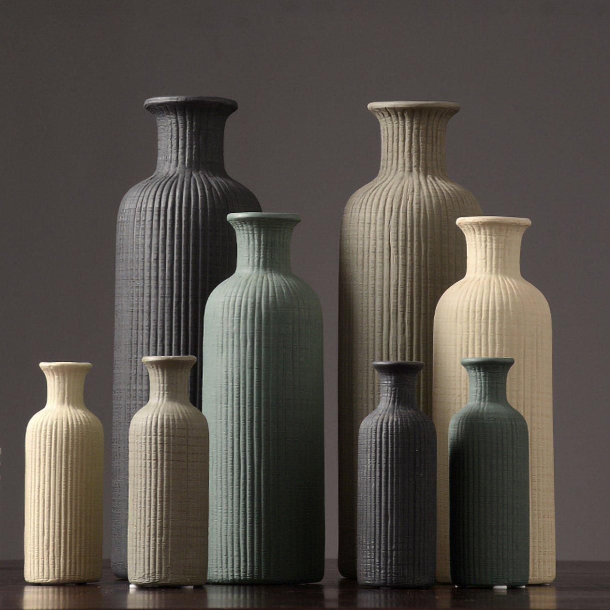 Junips | Brown Beige Gray Ceramic Flower Vase Pot │ Home Decoration Item